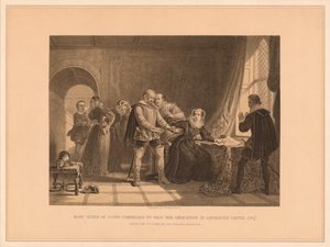Mary Queen of Scots tvingades underteckna sin abdikation i Lochleven Castle, 1567, 1878