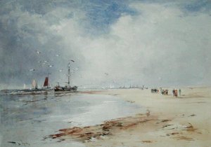 Fiskeflottans återkomst (akvarell på papper) av Thomas Bush Hardy
