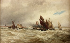 Bogsering av båtar från Calais av Thomas Bush Hardy