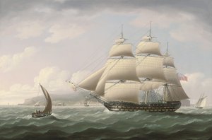 Ostindiska kompaniets fartyg Dunira passerar Funchalbukten på ön Madeira - Thomas Buttersworth av Thomas Buttersworth