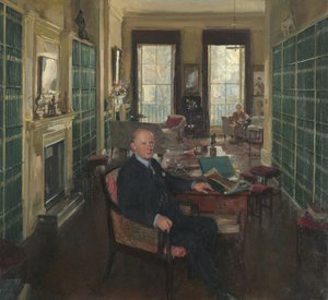Sir Robert Witt i sitt bibliotek på 32 Portman Square av Thomas Cantrell Dugdale