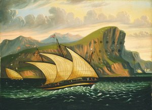 Felucca utanför Gibraltar, mitten av 1800-talet.