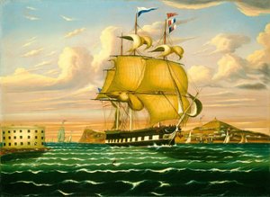 Paketfartyg passerar Castle Williams, New York Harbor av Thomas Chambers