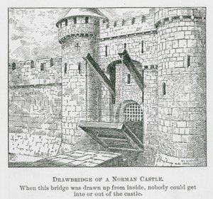 Dragbro till ett normandiskt slott (litografi)