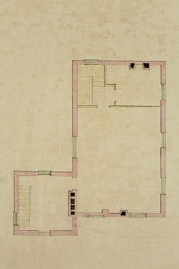 Planritning för andra våningen i den föreslagna villan i Catskill av Thomas Cole