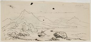 Landscape Sketch, 1841 (penna & svart bläck på krämvävt papper) av Thomas Cole