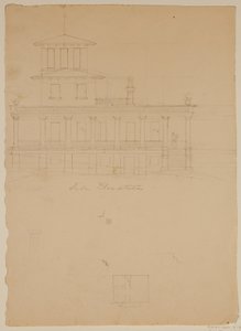Sidohöjd av föreslagen villa vid Catskill av Thomas Cole