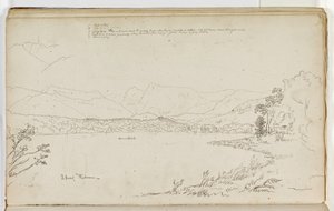 The Head of Windermere, Lake District, England, 1829 (penna och bläck över penna på papper) av Thomas Cole