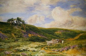 Landskap med vagn (akvarell på papper) av Thomas Collier