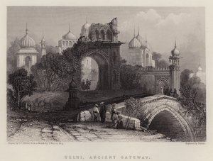 Delhi, Ancient Gateway (färg litho)