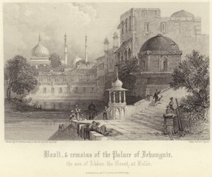 Baoli och resterna av Palace of Jehanguir av Thomas Colman Dibdin