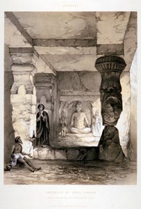 "Kannari, Interior of a Small Vihara", Indien, 1845