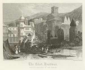 The ghat, Hurdwar, Indien av Thomas Colman Dibdin