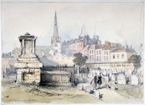 Utsikt över Bunhill Row från Bunhill Fields, Finsbury, Islington, London, c1860. av Thomas Colman Dibdin