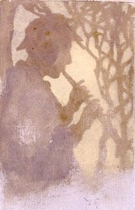 A Woodlander, or Piping to the Never Never Land (akvarell) av Thomas Cooper Gotch