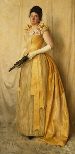 Damen i guld - ett porträtt av fru, c.1891 av Thomas Cooper Gotch