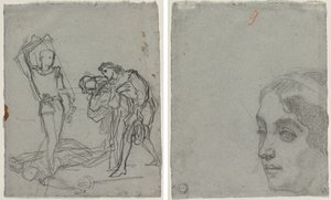 Duell efter maskeradbollen (recto); Chef för en kvinna (verso) av Thomas Couture