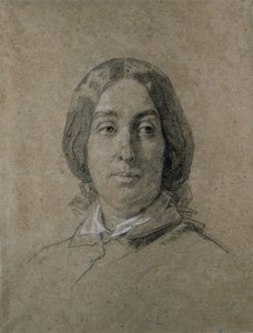 Porträtt av George Sand. av Thomas Couture