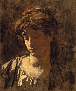 Porträtt av en kvinna (olja på duk) av Thomas Couture