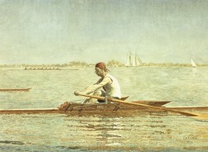 John Biglin in a Single Scull, 1873 av Thomas Cowperthwait Eakins