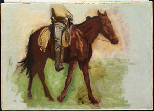 Skiss för "Cowboys in the Badlands" av Thomas Cowperthwait Eakins