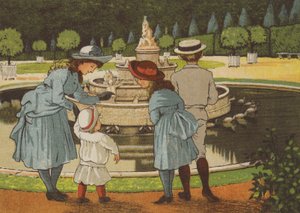 Paris: en dag i Versailles (färg litho) av Thomas Crane