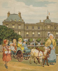 Paris: Luxembourgträdgården (färg litho) av Thomas Crane