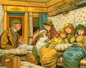 Tågresor på 1880-talet från Paris till Calais på natten. av Thomas Crane