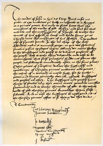 Biskopsförklaring av ärkebiskop Crammer och sju andra engelska biskopar, c1537. av Thomas Cranmer