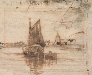 En segelbåt lugnade av Thomas Creswick