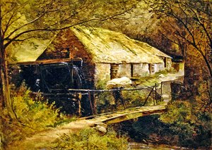 Dolgelly Mill, North Wales (olja på duk) av Thomas Creswick