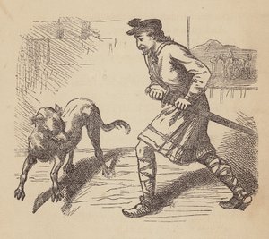 Llewellyn och hans hund (kolorerad gravyr)