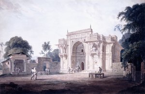 En port som leder till en moské, Chunargarh, Uttar Pradesh, S. 1789-90 av Thomas Daniell
