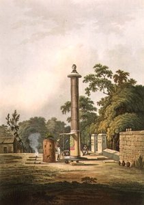 En hindoisk plats för tillbedjan, graverade av Joseph Constantine Stadler (fl. 1780-1812) pub. av Edward Orme (1774-c. 1820) c. 1803 (lito) av Thomas Daniell