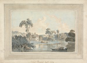 Bondgård, flod och pråm av Thomas Daniell