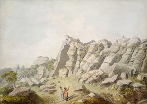 Figurer på Brimham Crags (akvarell på papper) av Thomas Daniell