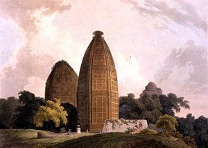 Hindutempel vid Bindrapund, vid floden Jumna, från "Oriental Scenery: Twenty Four Views in Hindoostan" av Thomas Daniell
