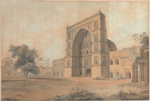 Moskén i Juanpore byggd av Sultan Hussain Sherki | Taget i december 1789 av Thomas Daniell