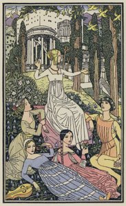 Illustration till Boccaccios Dekameron (färglitografi)
