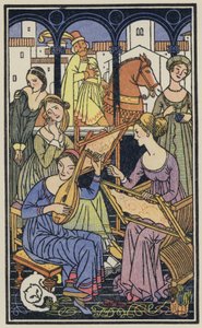 Illustration till Boccaccios Dekameron (färglitografi)