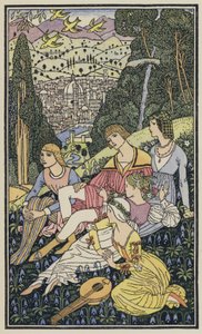 Illustration till Boccaccios Dekameron (färglitografi)
