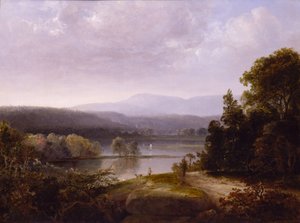 River View med jägare och hundar, ca. 1850. av Thomas Doughty