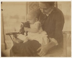 [Frances Crowell och barn med kattunge] av Thomas Eakins