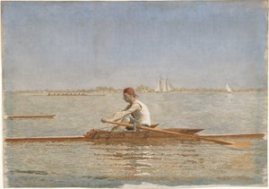 John Biglin in a Single Scull, 1873 (wc på papper) av Thomas Eakins
