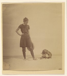 Margaret Eakins och Harry på stranden, Manasquan, New Jersey av Thomas Eakins