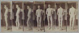 Fotografier av en stående manlig nakenmodell "Joseph Smith" av Thomas Eakins
