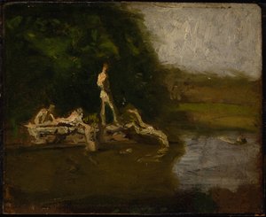 Studie till "Badplatsen" av Thomas Eakins