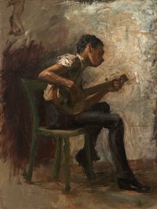 Study for black Boy Dancing: The Banjo Player, c.1877 (olja på duk på kartong) av Thomas Eakins