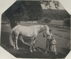 [Thomas Eakins häst Billy och två Crowell-barn i Avondale, Pennsylvania] av Thomas Eakins