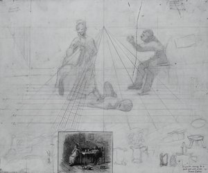 Untitled Perspective Study for Illustration for Magazine Story, Mr. Neelus Peelers villkor av Thomas Eakins